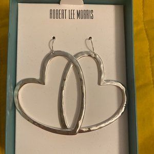 Robert Lee Morris Hammered Silver Heart Earrings - NWT